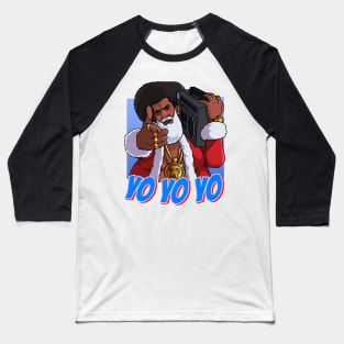 Black Santa Claus Hip Hop Christmas Baseball T-Shirt